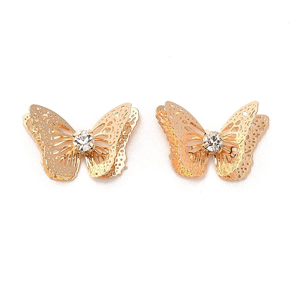 

PandaHall Brass Cabochons, with Rhinestone, Butterfly, Light Gold, 14x22x5.5mm Brass+Rhinestone Butterfly