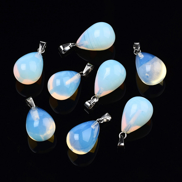 Opalite Stone Pendants With Platinum Plated Iron Findings