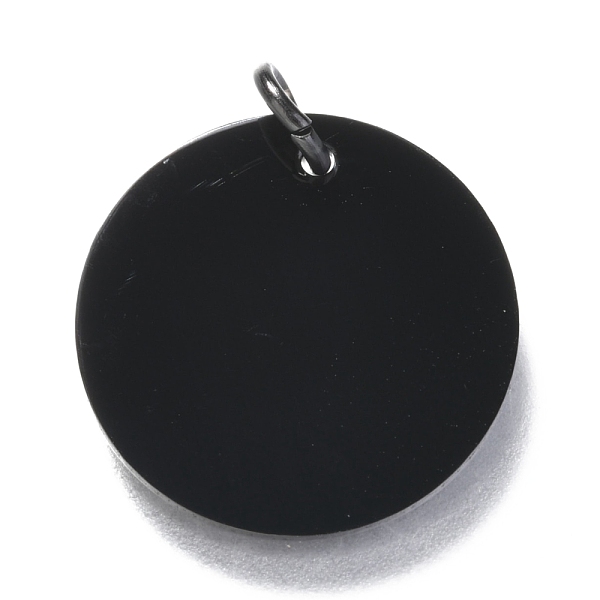 

PandaHall 304 Stainless Steel Charms, Manual Polishing, with Jump Rings, Blank Stamping Tag, Flat Round, Electrophoresis Black, 20x1mm, Hole...