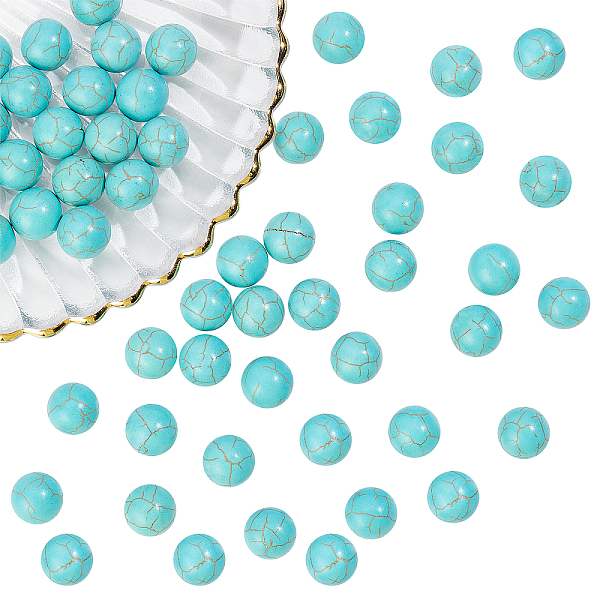 

PandaHall ARRICRAFT 50Pcs Synthetic Turquoise Beads, No Hole/Undrilled, Round, 12mm Synthetic Turquoise Round