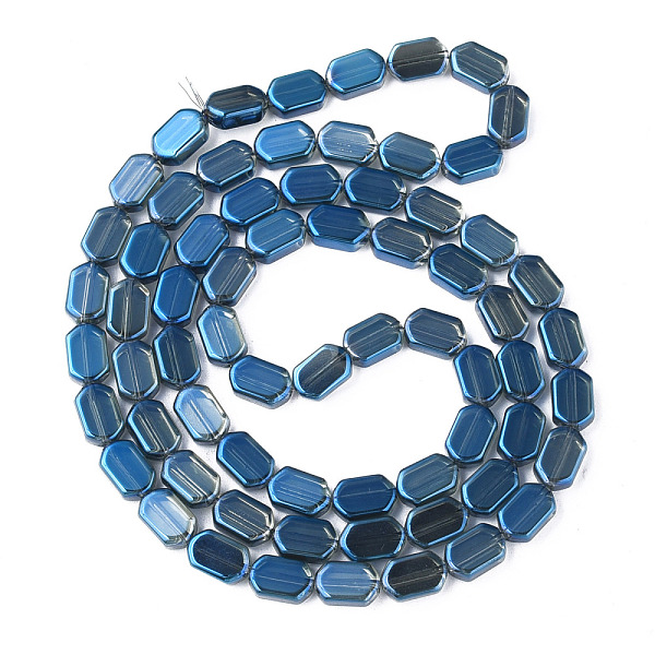 

PandaHall Electroplate Glass Beads Strands, Half Plated, Oval, Steel Blue, 9.5x6.5x3.5mm, Hole: 0.9mm, about 78Pcs/strand, 25.59 inch(65cm)...