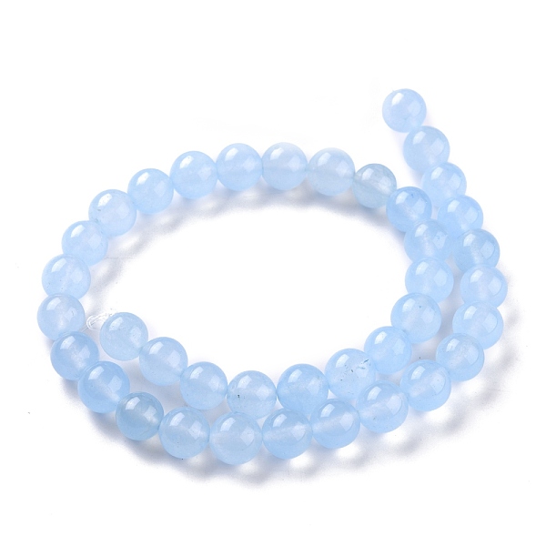 

PandaHall Natural White Jade Beads, Round, Dyed, Light Blue, 10mm, Hole: 1.2mm, about 38pcs/strand, 14.96''(38cm) White Jade Round