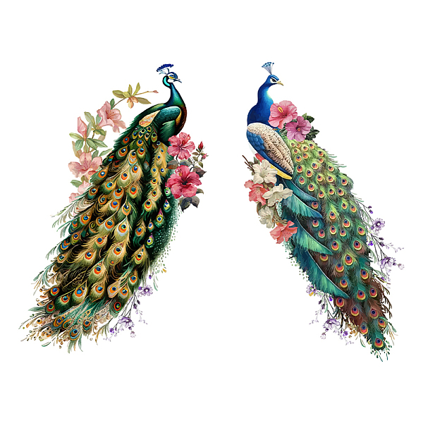 

PandaHall SUPERDANT Colorful Peacocks Wall Sticker Animals Wall Decals with Flowers Decor Nursery Wall Sticker for Classroom Kid's Room TV...