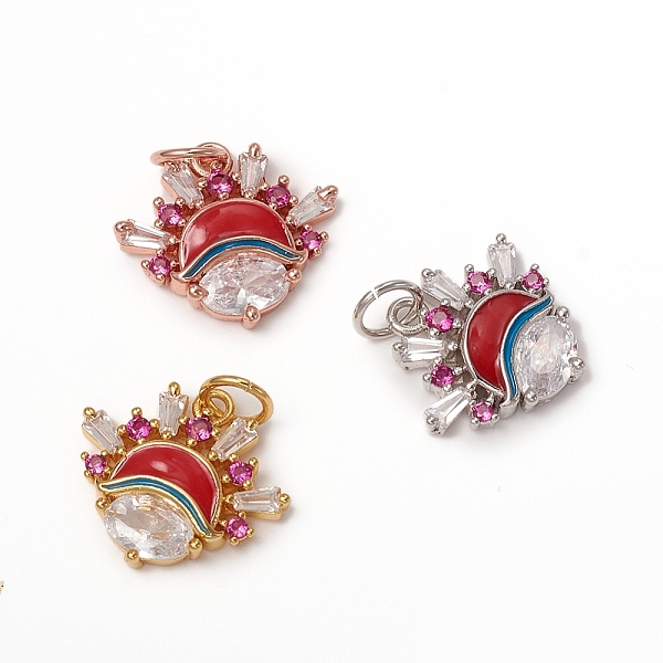 

PandaHall Brass Micro Pave Cubic Zirconia Pendants, with Enamel and Jump Rings, Long-Lasting Plated, Flower, Mixed Color, 14x15x3mm, Jump...