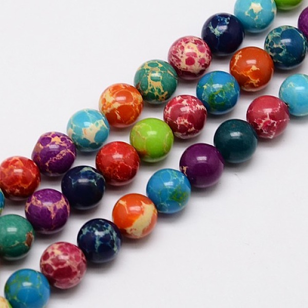 

PandaHall Synthetic Imperial Jasper Beads, Dyed, Round, Mixed Color, 4mm, Hole: 1mm, about 95pcs/strand, 15.7 inch Imperial Jasper Round..., Multicolor