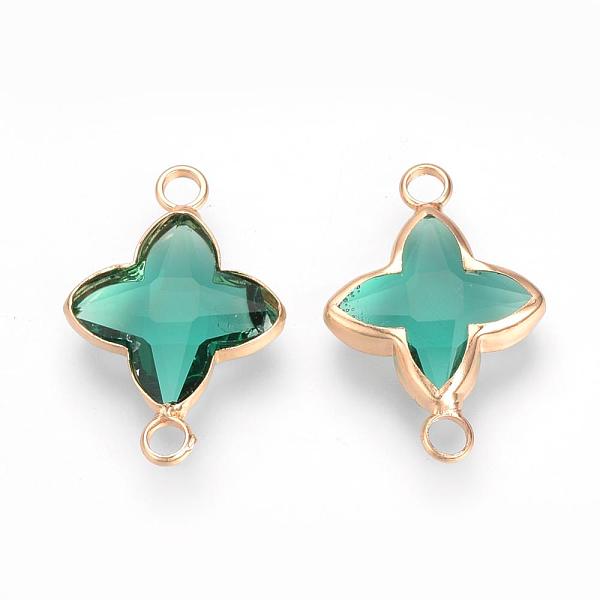 

PandaHall Glass Links connectors, with Brass Findings, Faceted, Cross, Nickel Free, Golden, Teal, 21x14x3mm, Hole: 2mm Glass Cross Cyan