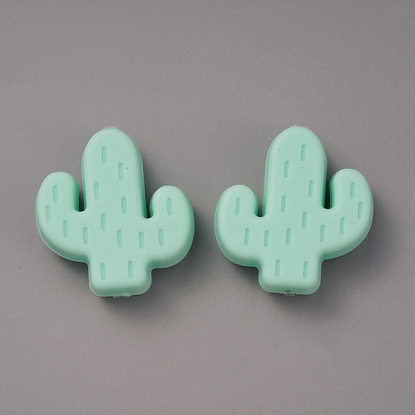

PandaHall Food Grade Eco-Friendly Silicone Beads, Chewing Beads For Teethers, DIY Nursing Necklaces Making, Cactus, Aquamarine, 24x22.5x8mm..., Green