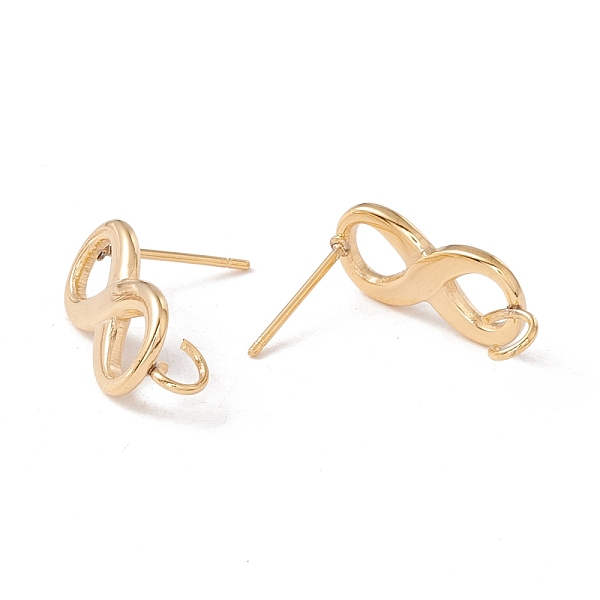 

PandaHall 304 Stainless Steel Stud Earring Findings, with 316 Surgical Stainless Steel Pins and Vertical Loops, Infinity, Real 24K Gold...