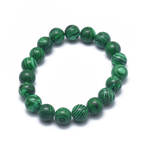 Bracelets Extensibles En Perles De Malachite Synthétique (teintes)