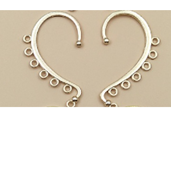 

PandaHall Alloy Ear Cuff Findings, Climber Wrap Around Earring Findings, with Horizontal Loops, Long-Lasting Plated, Light Gold, 58x34mm...