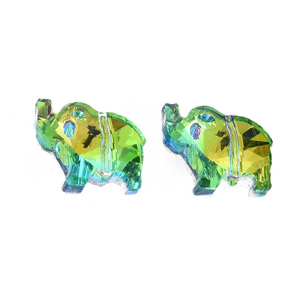 

PandaHall 96Pcs Electroplate Glass Beads Strands, Faceted, Elephant, Green Yellow, 13x15x7mm, Hole: 1mm Glass Elephant