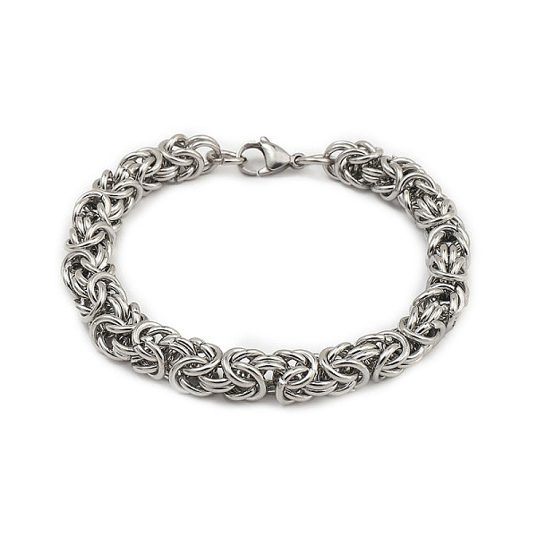 

PandaHall 201 Stainless Steel Byzantine Chain Bracelets for Men, Stainless Steel Color, 8-7/8 inch(22.6cm), Wide: 8mm 201 Stainless Steel