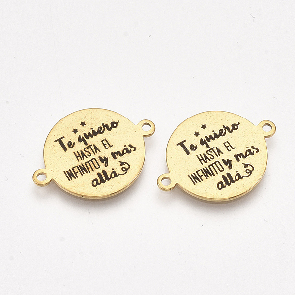 

PandaHall 304 Stainless Steel Quote Links Connectors, with Enamel, Flat Round with Word, Golden, 21.5x16x1mm, Hole: 1.4mm 304 Stainless...