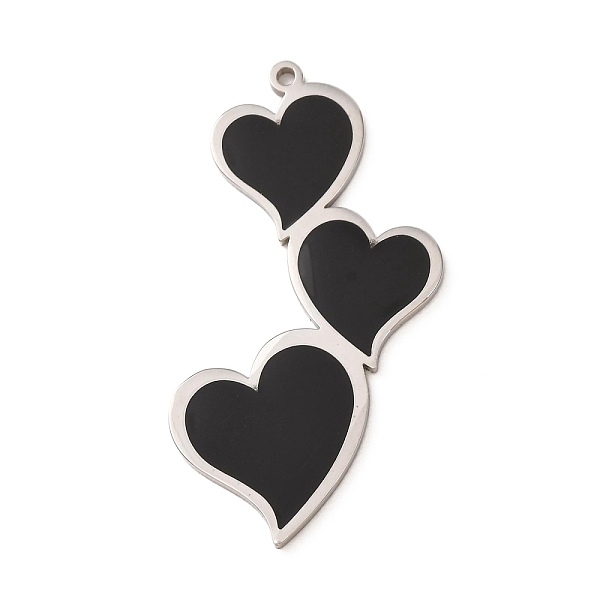 304 Stainless Steel with Black Enamel Pendants