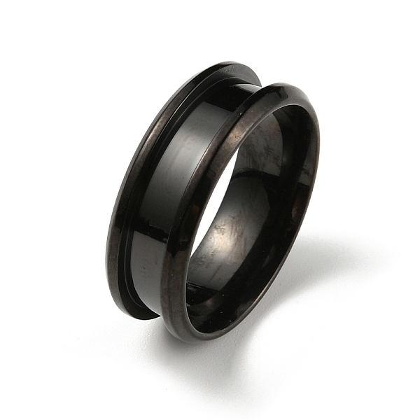 

PandaHall 304 Stainless Steel Grooved Finger Ring Settings, Ring Core Blank, for Inlay Ring Jewelry Making, Electrophoresis Black, Inner...