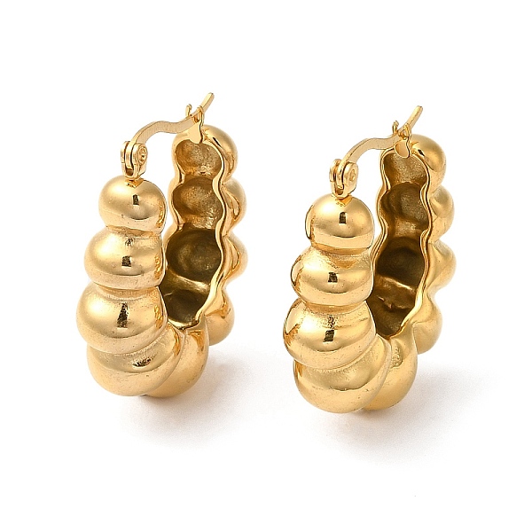 

PandaHall Ion Plating(IP) 304 Stainless Steel Croissant Hoop Earrings, Real 18K Gold Plated, 31x10mm 304 Stainless Steel Round