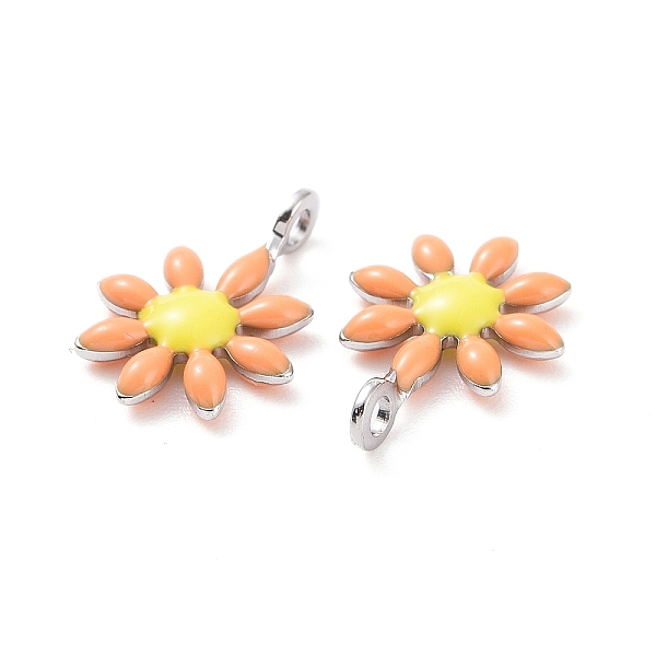 

PandaHall 304 Stainless Steel Charms, with Enamel, Stainless Steel Color, Flower, Bisque, 10x7.5x2mm, Hole: 1mm Stainless Steel+Enamel..., Orange