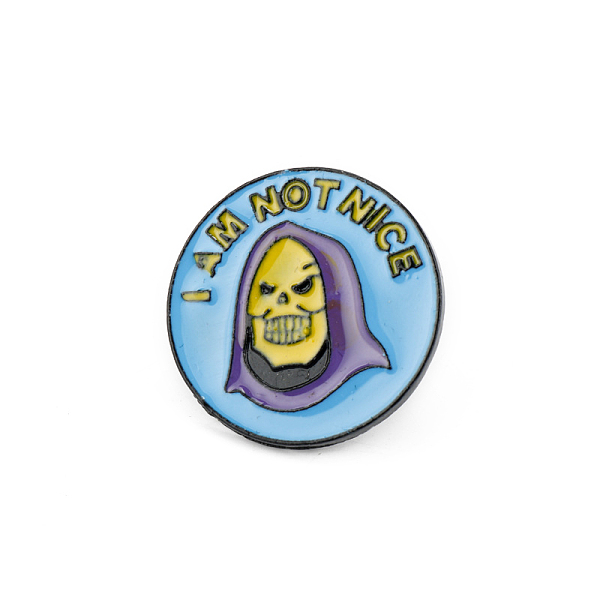 

PandaHall Halloween Themed Alloy Enamel Brooches, Flat Round with Skull, Light Sky Blue, 27mm Alloy+Enamel