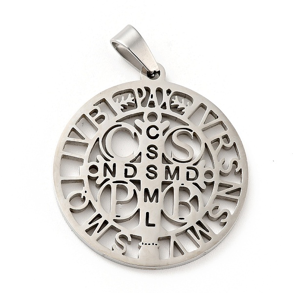 

PandaHall 201 Stainless Steel Pendant, Saint Benedict Medal, with Word CssmlNdsmd, Stainless Steel Color, 32.5x29.5x1.7mm, Hole: 7x4mm 201...