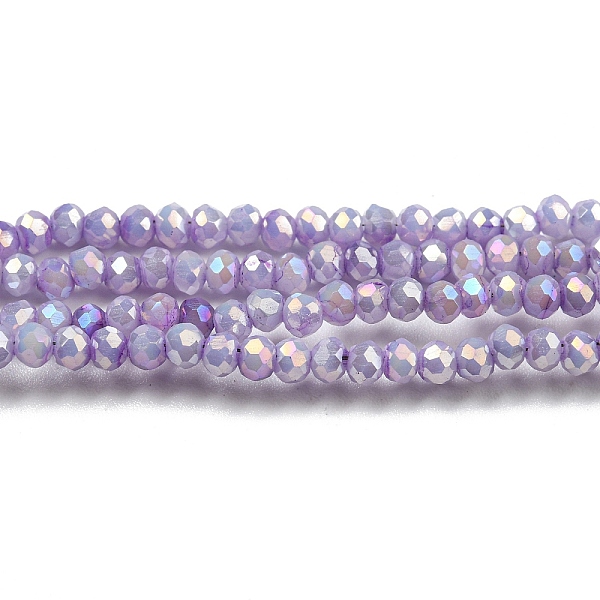 

PandaHall Opaque Baking Painted Glass Beads Strands, AB Color, Faceted, Round, Lilac, 2.5x2mm, Hole: 0.7mm, about 156~158pcs/strand..., Purple