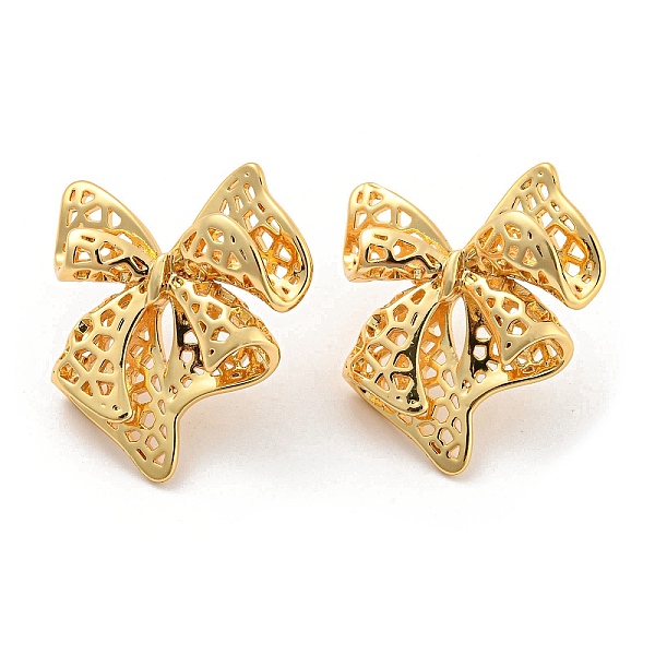 

PandaHall Rack Plating Brass Hollow Bowknot Stud Earrings, Long-Lasting Plated, Cadmium Free & Lead Free, Real 18K Gold Plated, 28x25.5mm...