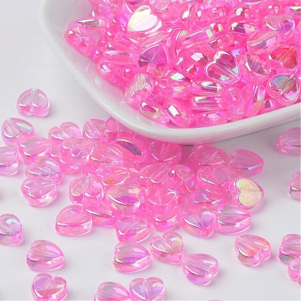 

PandaHall Eco-Friendly Transparent Acrylic Beads, Heart, Pink, AB Color, about 8mm in diameter, 3mm thick, hole: 1mm, about 2800pcs/500g...