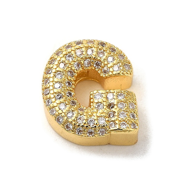 

PandaHall Brass Micro Pave Clear Cubic Zirconia Charms, Real 18K Gold Plated, Letter G, 12.5x11x5mm, Hole: 2x2.5mm Brass+Cubic Zirconia...