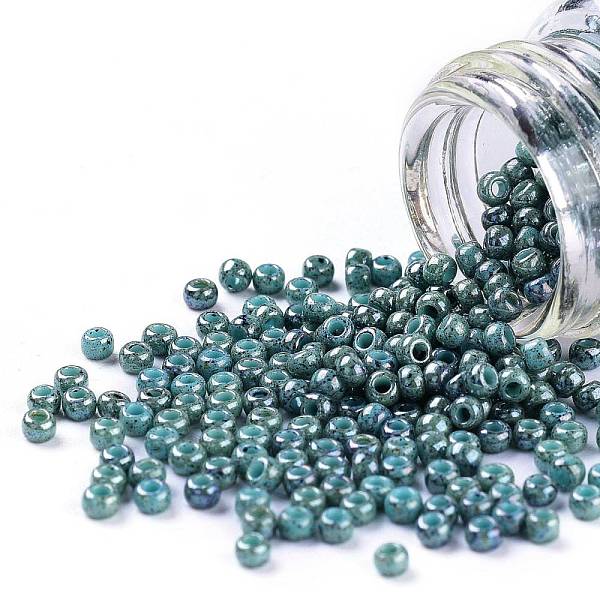 

PandaHall TOHO Round Seed Beads, Japanese Seed Beads, (1207) Opaque Turquoise Blue Marbled, 11/0, 2.2mm, Hole: 0.8mm, about 5555pcs/50g..., Cyan