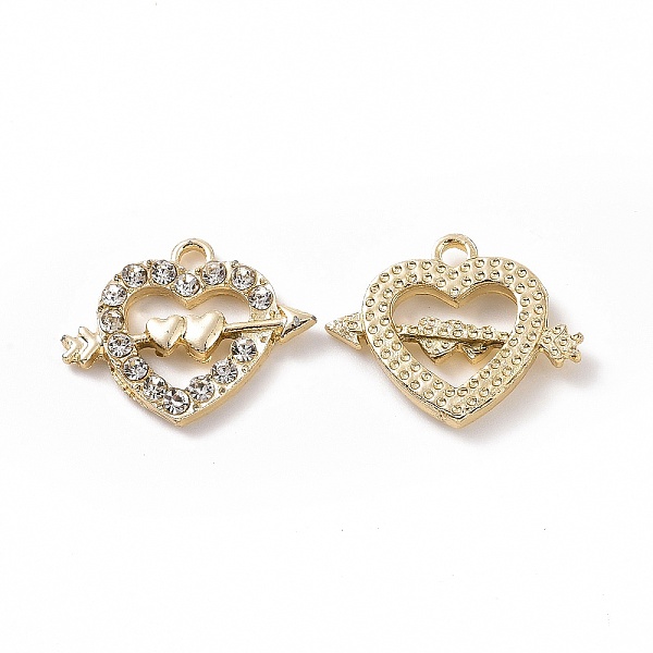 

PandaHall Alloy Crystal Rhinestone Pendants, Heart & Arrow Charms, Light Gold, 14.5x18.5x2.8mm, Hole: 1.8mm Alloy+Rhinestone Heart Clear