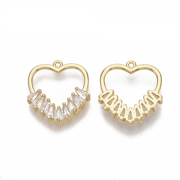 

PandaHall Brass Micro Pave Cubic Zirconia Pendants, Nickel Free, Heart, Clear, Real 18K Gold Plated, 16x15x2.5mm, Hole: 0.9mm Brass+Cubic...