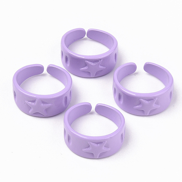 

PandaHall Spray Painted Alloy Cuff Rings, Open Rings, Cadmium Free & Lead Free, Star, Lilac, US Size 5 3/4(16.3mm) Alloy Purple