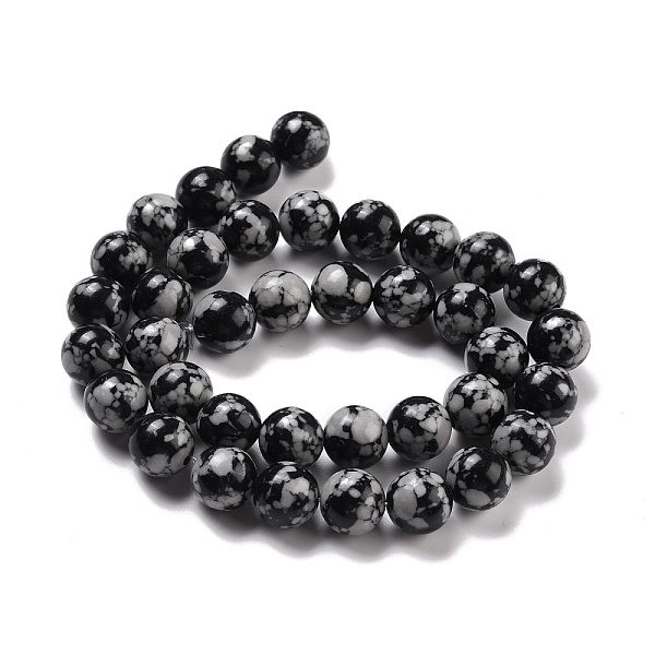 

PandaHall Synthetic Snowflake Obsidian Beads Strands, Round, 10mm, Hole: 1.5mm, about 38pcs/strand, 14.76''(37.5cm) Snowflake Obsidian Round