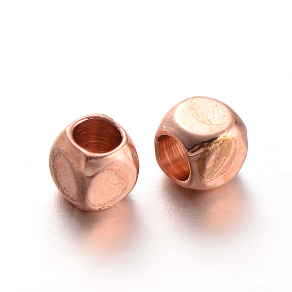

PandaHall Cube Brass Spacer Beads, Rose Gold, 3x3x3mm, Hole: 2mm Brass Cube