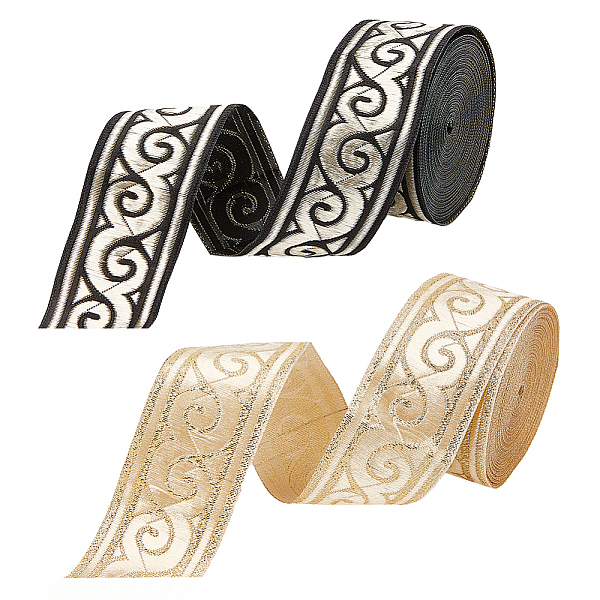 

PandaHall PH 15 Yards 1.2inch Vintage Jacquard Ribbon, 2 Colors Ethnic Emobridered Woven Ribbon Metallic Gold Ribbon DIY Embellishment for..., Multicolor