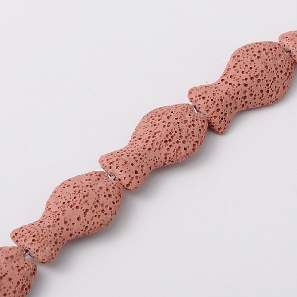 

PandaHall Synthetic Lava Rock Bead Strands, Fish, Dyed, Pink, 32x21x8mm, Hole: 1mm, about 11pcs/strand, 16.1 inch Lava Rock Fish Pink