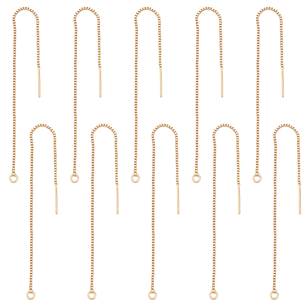 

PandaHall Unicraftale 16 Pairs Brass Chains Stud Earring Findings, Ear Threads with Loop, Long-Lasting Plated, Golden, 100x1x1mm, Hole...