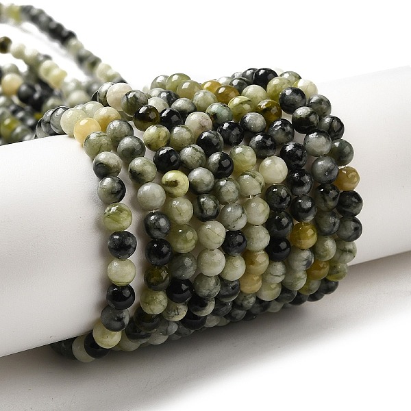 

PandaHall Natural Xiuyu Jade Beads Strands, Round, 4~4.5mm, Hole: 1mm, about 89pcs/strand, 14.84''(37.7cm) Xiuyan Jade Round