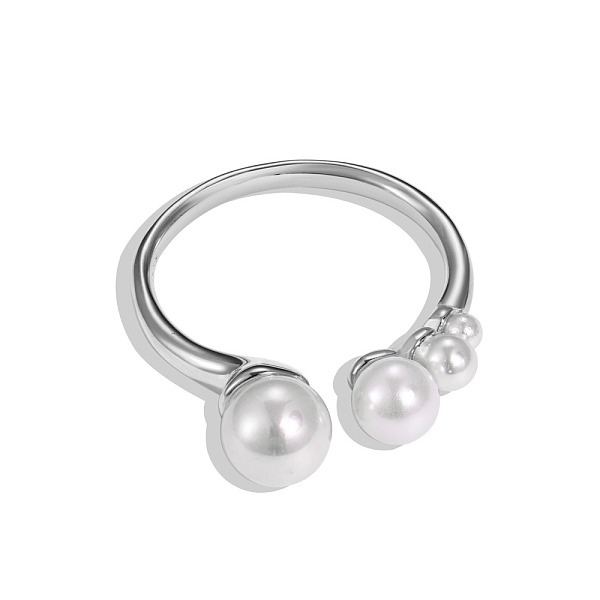 Anti-Tarnish Shell Pearl Round Cuff Ring