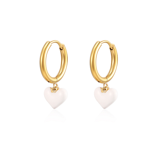 

PandaHall Stainless Steel Heart Hoop Earrings for Women Stainless Steel Heart