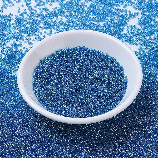 

PandaHall MIYUKI Round Rocailles Beads, Japanese Seed Beads, 11/0, (RR291) Transparent Capri Blue AB, 2x1.3mm, Hole: 0.8mm, about..., Cyan