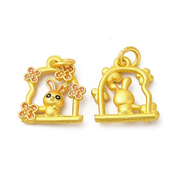 

PandaHall Rack Plating Alloy Enamel Pendants with Jump Ring, Rabbit Charms, Matte Gold Color, Chocolate, 16x14x3.5mm, Jump Ring: 5x1mm, 3mm..., Brown