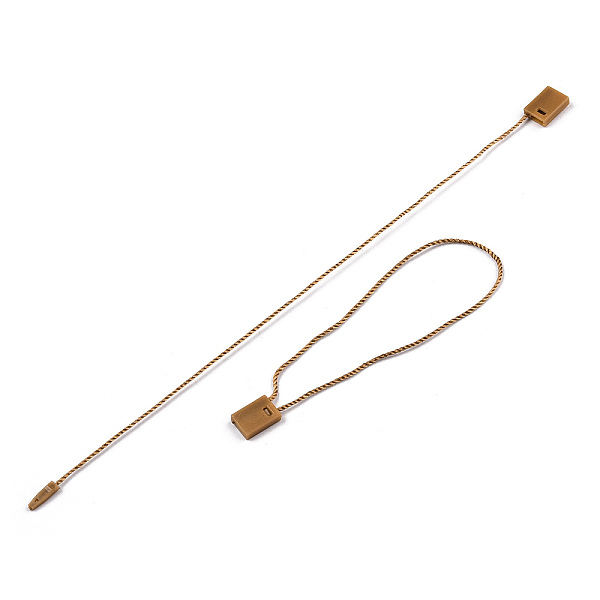

PandaHall Polyester Cord with Seal Tag, Plastic Hang Tag Fasteners, Peru, 185~195x1mm, about 850pcs/bag Plastic Brown