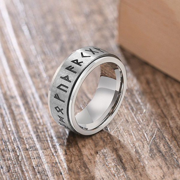 

PandaHall Stainless Steel Viking Symbol Rotatable Ring, Anxiety Relief Fidget Ring, Spinner Ring, Stainless Steel Color, US Size 12(21.4mm)...