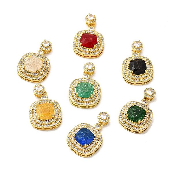 

PandaHall Rack Plating Brass & Crushed Ice Cut Cubic Zirconia Pendants, with Rhinestone, Real 14K Gold Plated, Cadmium Free & Lead Free..., Multicolor