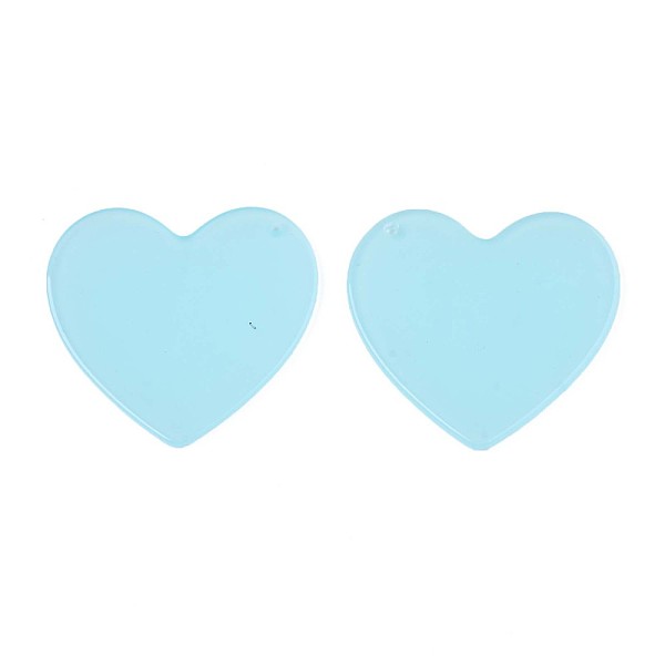 

PandaHall Translucent Cellulose Acetate(Resin) Pendants, Solid Color, Heart, Sky Blue, 38x41x2mm, Hole: 1.4mm Cellulose Acetate Heart