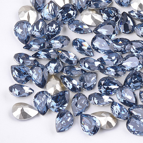 PandaHall Pointed Back Resin Rhinestone Cabochons, Back Plated, Faceted, teardrop, Montana, 17.5~18x~12.5~13x6.5~7mm, about 110pcs/bag Resin...