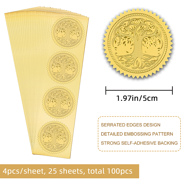 

PandaHall CRASPIRE 100pcs Gold Foil Stickers Embossed Certificate Seals Self Adhesive Stickers Medal Decoration Stickers Certification...