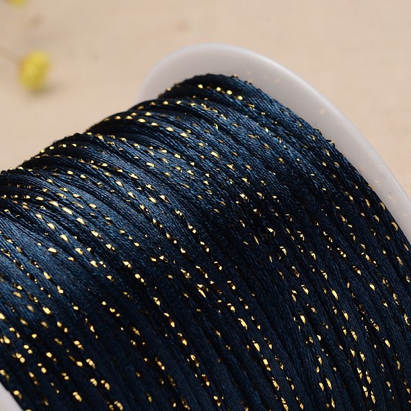 

PandaHall Round Polyester Metallic Cord, Prussian Blue, 2mm, 100meter/roll Polyester+Metallic Cord Blue