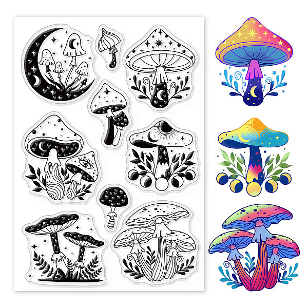

PandaHall GLOBLELAND Magic Mushroom Clear Stamps Fairy Tale Floral Fungus Silicone Clear Stamp Seals for Cards Making DIY Scrapbooking Photo...