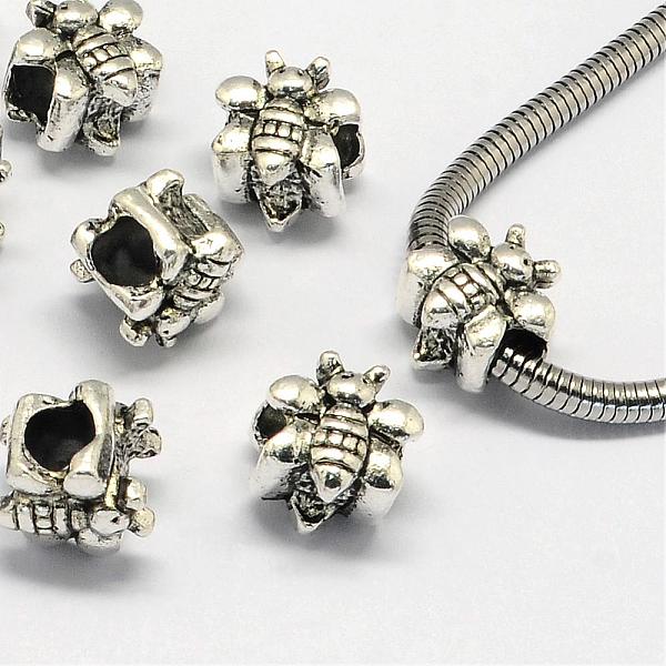 

PandaHall Alloy European Beads, Large Hole Beads, Bees, Antique Silver, 11x12x10mm, Hole: 5mm Alloy Bees